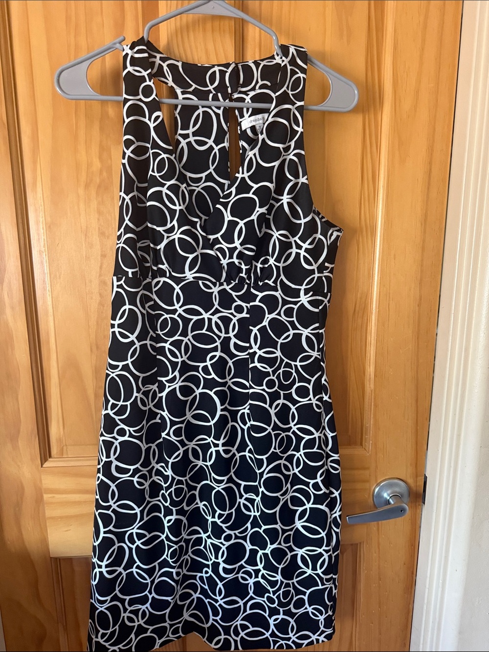 dressbarn Black Dress with White Ring Print